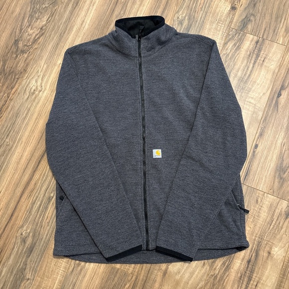 Carhartt Men’s Relaxed Fit Full-Zip Fleece Jacket Medium Charcoal Heather OJ6416 - Picture 2 of 9